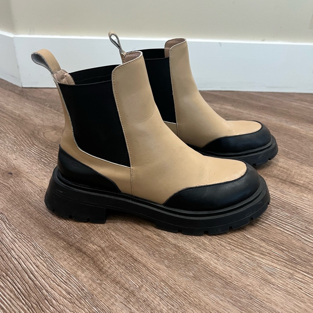 Tan and Black Women's Ankle Boots